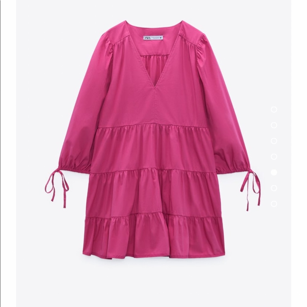 Tiered poplin 100% cotton Magenta Zara Dress